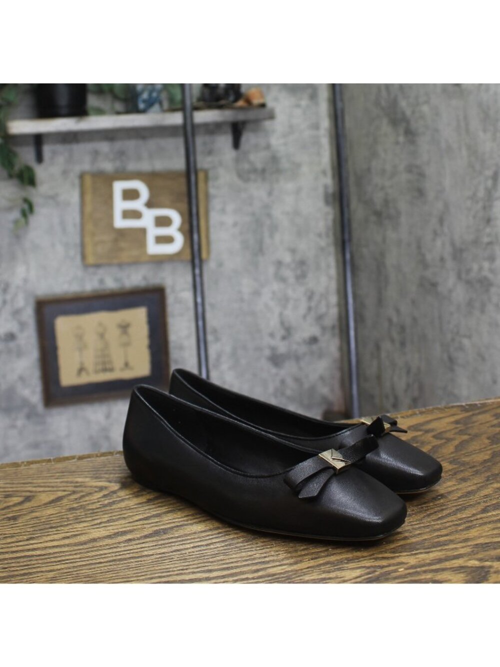 Kate Spade New York Womens Deco Bow Smooth Leather Ballet Flats KM817 Black 7B